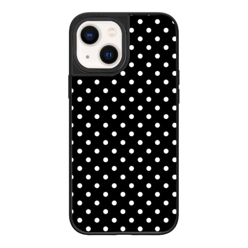 Coque iPhone 13 esthétique à pois motif noir et blanc quotidien