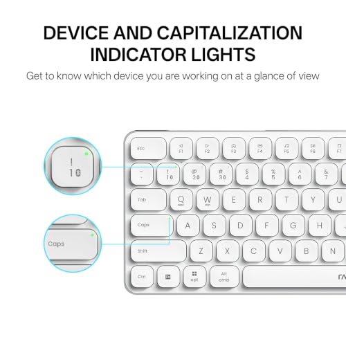 Image of Rapoo 9350S Multi-Device Keyboard and Mouse Combo, 2.4GHz /Bluetooth 5.0 /4.0 Wireless Keyboard & Mouse Set for Windows /Mac /Linux /Chrome, Support 4 Devices, Rechargeable, Silent Click, White
