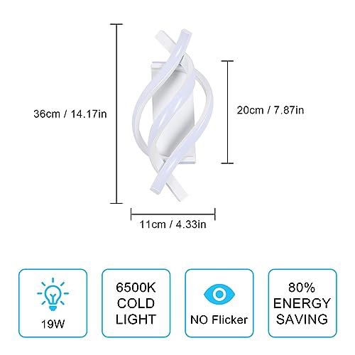 Dorlink Modern LED Wall Light 22W White Spiral Aluminum Modern LED Wall Lamp - Image 2