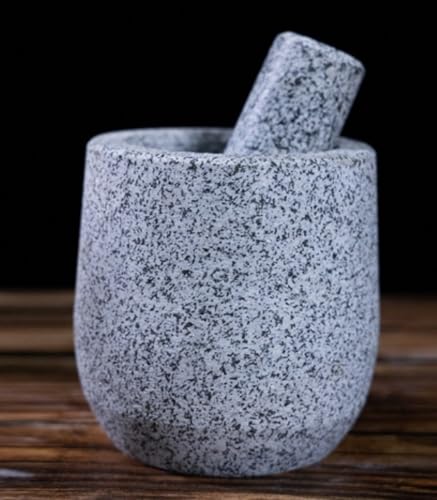 Heuitgs 天然花崗岩 石臼セット 乳鉢と乳棒 ガーリック粉砕、コーヒー豆挽き用? 多用途 健康安全 キッチン用品 家庭用 香辛料、漢方薬調製対応 (11*11CM,A)