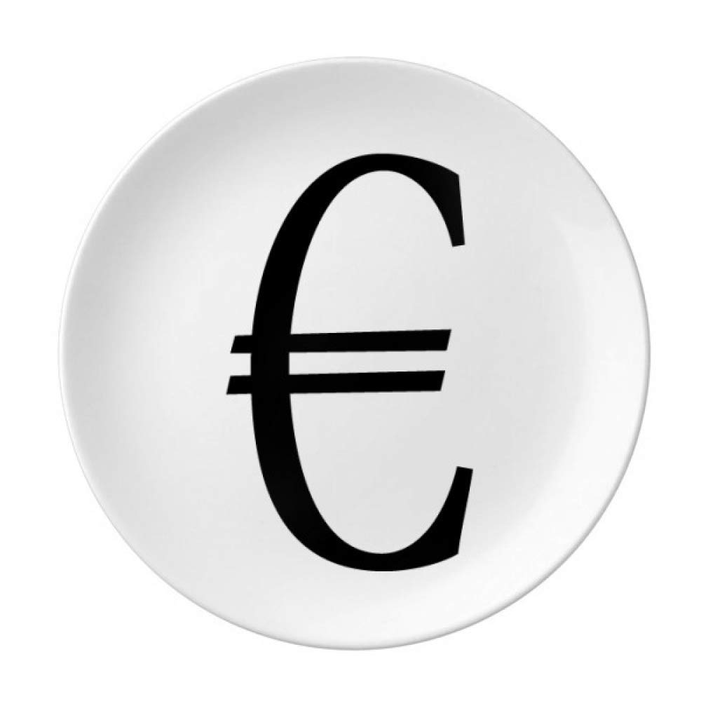 Kurzer Euro-Teller mit EU-Währungs-Symbol, dekoratives Porzellan-Geschirr, Abendessen