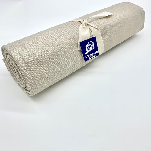 L'Emporio Casa Telo Copridivano Copriletto Tela Grossa Robusta Cotone in Panama 160X260-260x280-360x280 Misure Maxi Lenzuolo Copritutto Cotone Granfoulard Made Italy (NATURALE, 160X280)