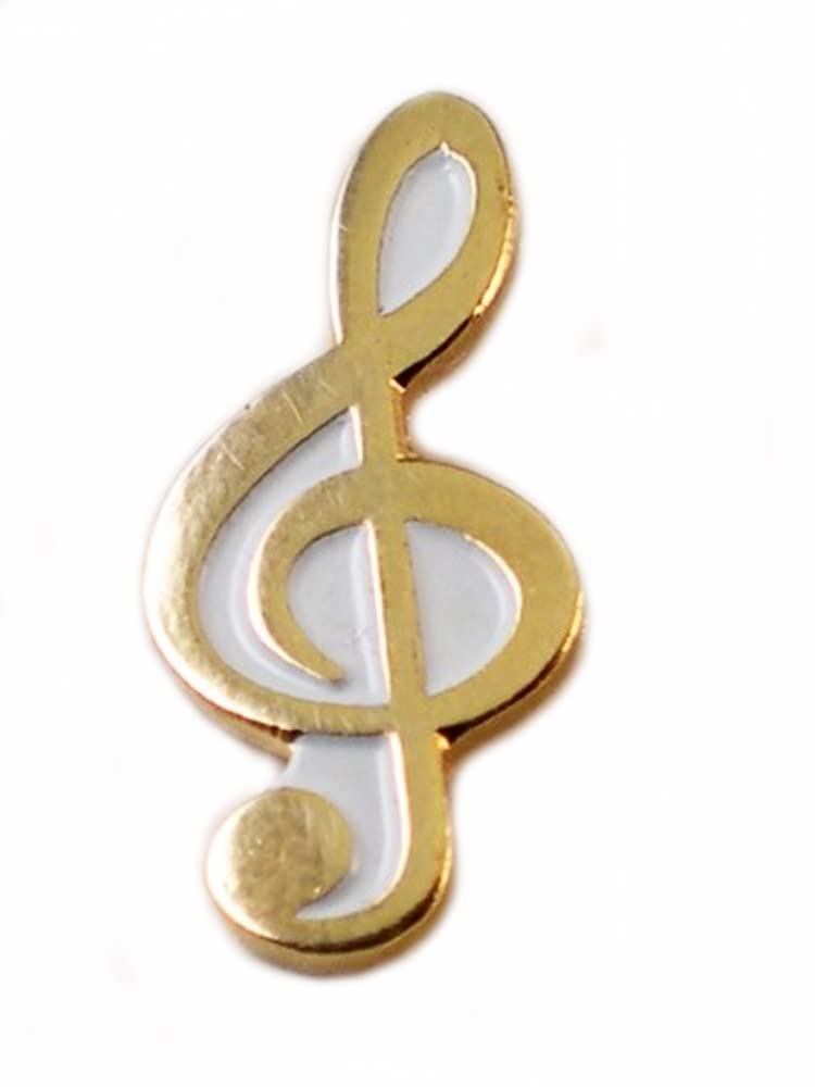 Metal Enamel Pin Badge Brooch Music Treble Clef Gold Tone