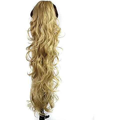 S-ssoy 31" Women's Curly Pony Tail Hair Piece Synthetic Claw Clip Ponytail Wavy Long Curled Cover