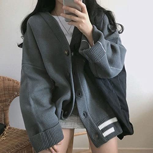 Wdzizfg 002 Knitted Cardigan V-Neck Sweater Female Fall And Winter Korean Version Of Loose Student Jacket Thickened Tops thumb #3