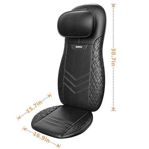 Shiatsu Massager with Heat and Vibration, RENPHO Neck Back Massage Chair Pad Deep Tissue Kneading Full Back Massager for… - Image 8