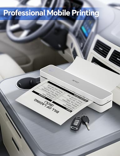 Image of iDPRT MT610 Portable Thermal Printer, 203DPI Mobile-Travel-Printers, Inkless-Wireless-Small-Printer for Home Use, Office, Vehicles, Bluetooth Printers Supports 8.5 inch x 11 inch US Letter&A4&A5, White