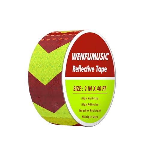 Image of Reflective Tape Outdoor Waterproof, 2 inch x 40 FT Red & Fluorescent Green, High-Adhesive Arrow DOT-C2 Reflective Stickers for Hazard Warning Safety Conspicuity on Trailers Trucks