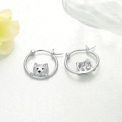 Sterling Silver Westie Dog Earrings Cute West Highland Terrier Hoop Earrings Perfect Westie Gifts for Women Dog Lover Jewelry3