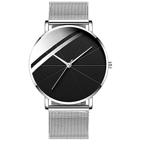 ZWHJL Minimalist Men's Fashion Watches Simple Men Business Ultra Thin Stainless Steel Mesh Belt Quartz Watch SilverBlack Cover