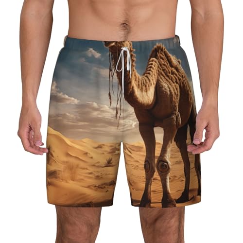 Short de bain pour homme imprimé désert camel léger pour la natation