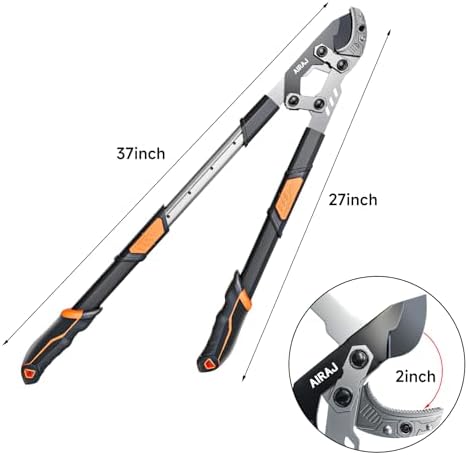 AIRAJ 27-37'' Extendable Anvil Loppers,Tree Trimmer Heavy Duty with Compound Action,Branch Cutter with 2” Cutting Capacity,Chops Thick Branches Ease,Garden Lopper for Gardening Pruning Shears - Thumbnail 4