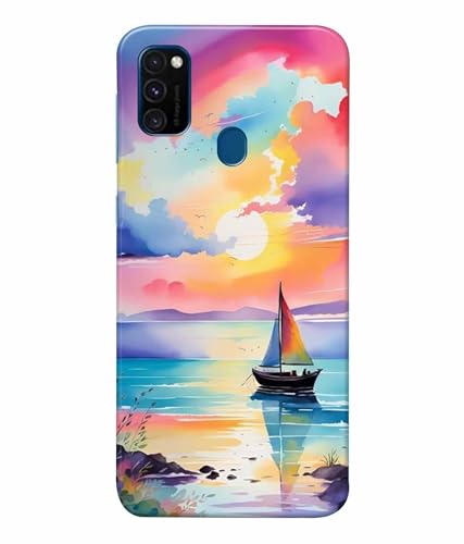 Image of Printed Hard Back Case Cover & Compatible for Samsung Galaxy M21 / Samsung Galaxy M30S | Vector Ship Nature Art (Multicolor) - D1209