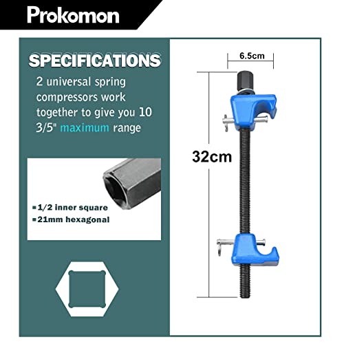 Prokomon Macpherson Strut Spring Compressor Tool With Locking Pins, Coil Spring Compressor Tool, 13/16In Socket 1/2In Drive 2Pcs #TOP5