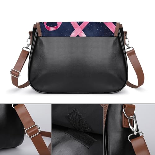 Breast Cancer Ribbons Hearts Women Crossbody Purse Leather Messenger Bag Handbags Shoulder Strap Bags3