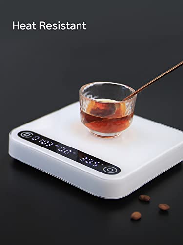 Difluid Coffee Scale With Timer, Espresso Coffee Scale With Flow Rate Tracking, Difluid Café App, 2Kg/0.1G High Precision, Tare Function #TOP5