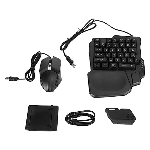Pack de Combo de Jeux Mobiles 4 en 1, Clavier et Combo de Jeu à Demi-Main, Souris, Convertisseur et Support de Téléphone Réglable, Demi-Clavier pour Les...
