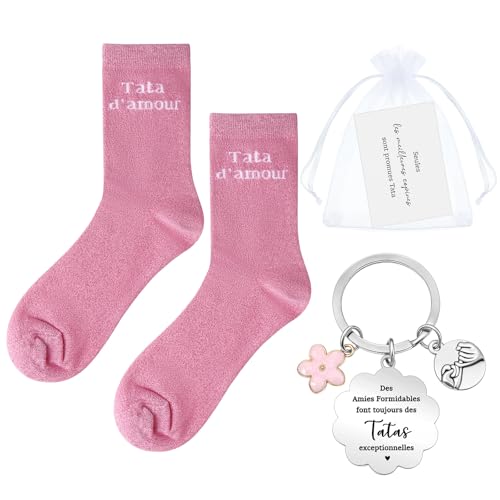 Hestya Set de 4 Pièces Cadeau Marraine Annonce Grossesse Tata Marraine Cadeau Tata Chaussettes...