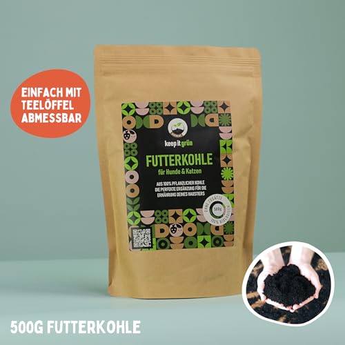 Futterkohle für Hunde (2000g) – ohne Zusätze | von keep it grün | perfekte Körnung zur Futterbeigabe | kann Schad- und Giftstoffe binden | rein pflanzlich