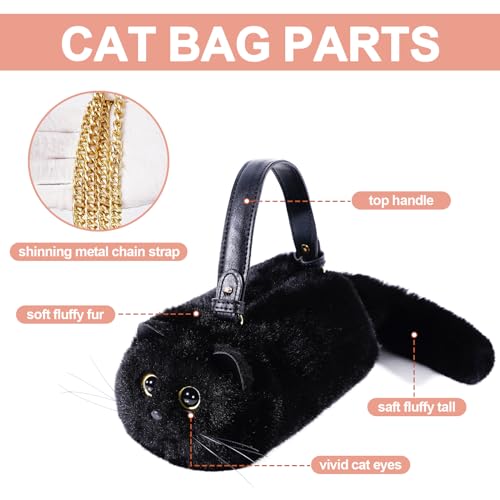 Furry Cat Purse, Kitty Purse, Kitty Cat Bag, Cat Shaped Shoulder Handbag, for Women and for Girls2