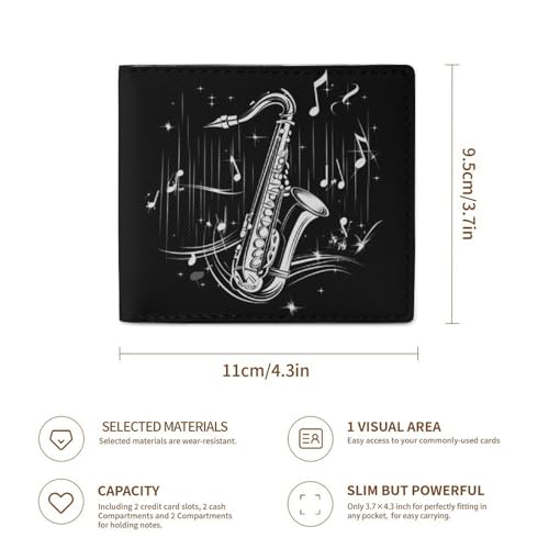Saxophone Coin Purse PU Leather Bifold Wallet Small Change Purse Pouch Front Pocket Wallets3