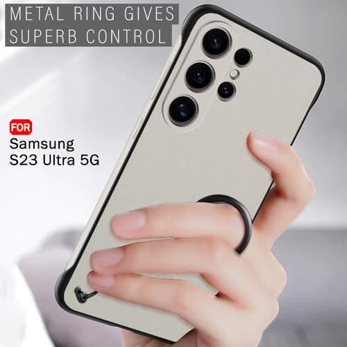 Image of TheGiftKart Hybrid Ultimate Slim Back Case Cover for Samsung Galaxy S23 Ultra 5G | Camera & Screen Protection | Frosted Matte Translucent Hard Back Cover for Samsung S23 Ultra (PC & TPU, Black Bumper)