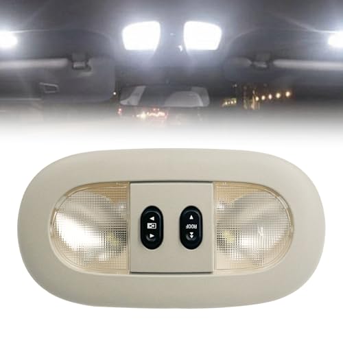 Image of Overhead Console Light Assembly Compatible with 2004-2008 Ford F-150, 2006-2008 Lincoln Mark LT, LED Interior Roof Map Reading Lamp, Replace # 7L3Z-18519A70-BA, 7L3Z-18519A70-BC (Beige)