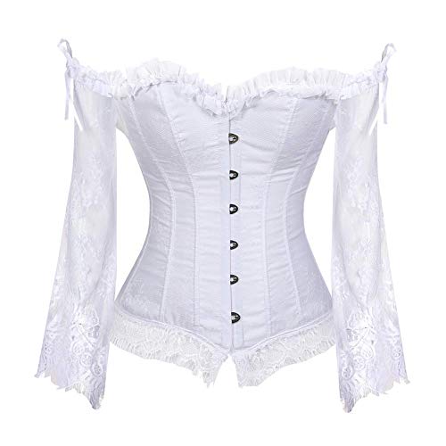 Image of Women's Lace up Gothic Jacquard Shoulder Straps Tank Overbust Shaper Corset Bustiers Top