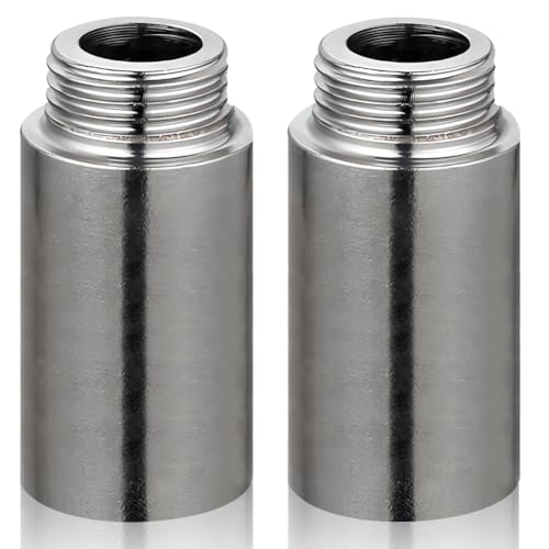 2 Stück Edelstahl Hahnverlängerung 3/4 Zoll x 100 mm, 3/4 IG x 3/4 AG, DN20 Gewindeverlängerung, 100MM Hahnverlängerung Fitting, Anschluß Verlängerung für Heizung und Trinkwasser Installation