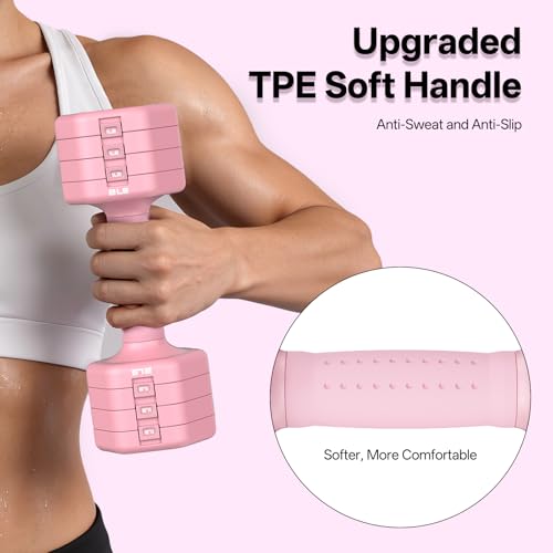 Image of JOROTO 5-in-1 Adjustable Dumbbell Set, 8LB /11LB Pair Adjustable Weights for Women at Home, 1s-Adjust Dual Locking Stable Hand Weights with TPE Soft Handle, Home Gym, Rehab, Pilates, Yoga, Strength Training
