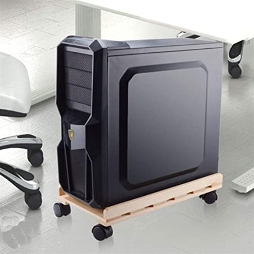 Soporte de CPU GERRIT de madera para torre de PC, soporte portátil con ruedas bloqueables para escritorio miniatura 4