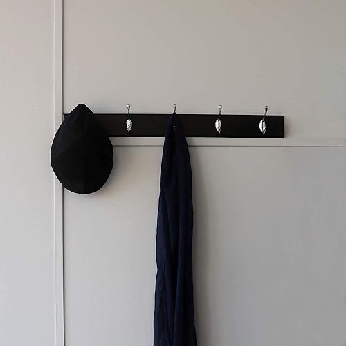 Miniatura 6 de Home Basics Estante colgante negro montado en la pared 5 ganchos dobles para entrada elegante y espacios de vida organizados