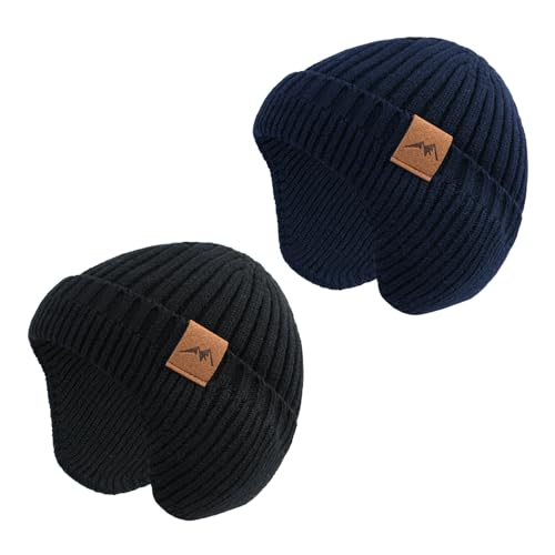 Image of POXIMI Baby Boy Winter Hat Toddler Warm Beanie Girl Knit Hats with Earflap Kid Cute Earmuffs