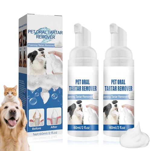 Wanban Pet Dental Tartar Remover Spray Oral Spray for Dogs Teeth Cleaning Pet Dental Foaming Care Sprays Dog Breath Freshener Reduce Tartar for Cats and Dogs (2pcs)