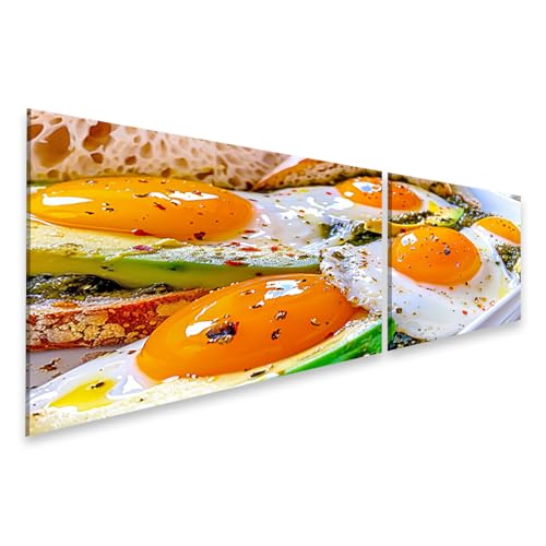 Tableau sur toile œufs frits avocat pesto pour déco de cuisine et restaurant style foodies