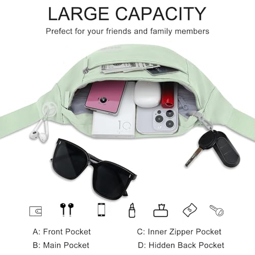Image of Large Fanny Pack for Women Men Shoulder Sling Bag with 4-Zipper Pockets Cross body Bag for Enjoy Traveling Hiking Workout Dog Walking Casual Hands-Free Passport Bag Carrying All Phones