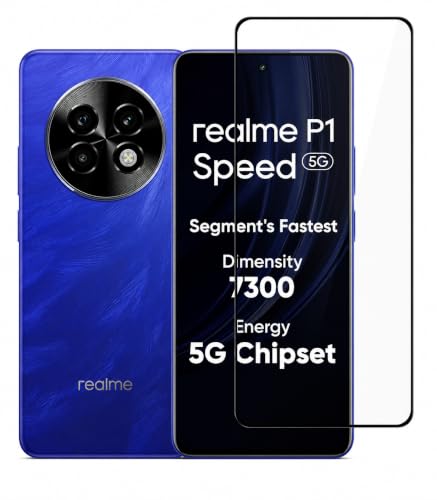 Image of Military-Grade Tempered Glass Screen Protector Compatible for Realme P1 Speed 5G with Edge to Edge Coverage and Easy Self Installation Kit (realme P1 Speed 5G)