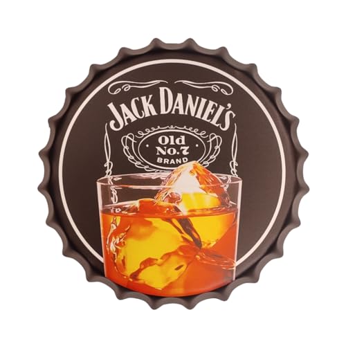 Image of EAZYWAGON Decorative Metal Bottle Caps Wall Sign Plates - 14X14 Inches - JD beer brand GLASS | Metal Wall Hanging Bottle Cap for Home, Farmhouse, Bar & Cafe Decoration | Vintage & Retro Look Plaques