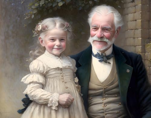Toile grand-père et petite-fille 50x70 cm | Idée cadeau idéale pour la fête des grands-pères