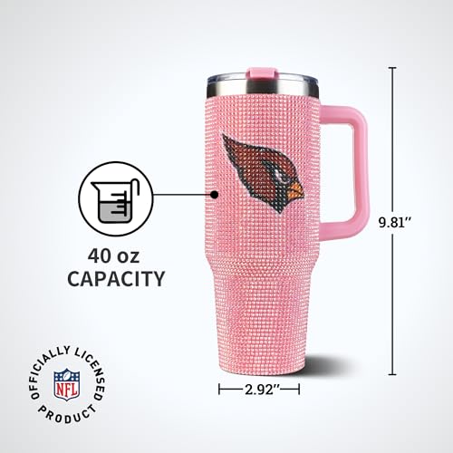 Image of The Memory Company Officially Licensed 40oz Pink Bling Game Day Tumbler, Arizona Cardinals