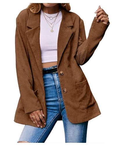 Ladyful Womens Lapel Corduroy Blazer Jacket Dressy Casual Business Suit Jacket Fall Trendy Work Outerwear3