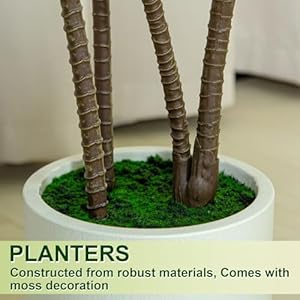 5FT Tall Faux Dracaena Tree with White Tall Planter, Artificial Plants with Natural Wood Trunk and Lifelike Leaves for Home Office Decor, Green 5FT Tall Faux Dracaena Tree with White Tall Planter Artificial Plants with Natural Wood Trunk and Lifelike Leaves for Home Office Decor Green