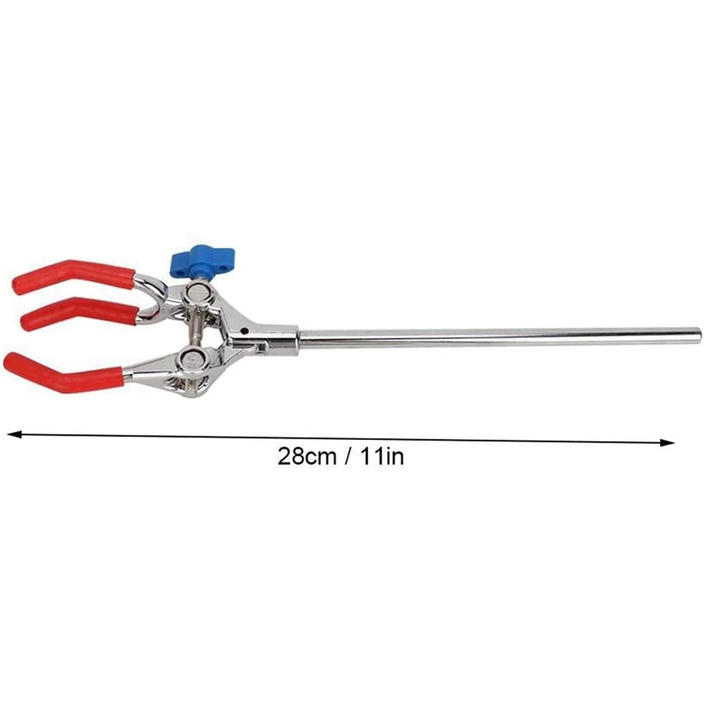 Lot de 2 pinces de laboratoire de 28 cm à 3 doigts avec tête revêtue de caoutchouc - Pince d'extension multifonction à condensateur