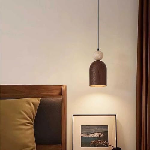 Nordic Marble Lamp Body Pendant Light with E26/E27 Iron Art Base 8.6 In Dining Room Decorative Hanging [2]
