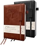 Notebook Journal 2 Pack, A5 Leather Notebooks for Work, School, 100GSM College Ruled Journals Lined Pages, VALIDASS 256 Pages Meeting Hardcover Notebook for Women,Men(Black_Brown)