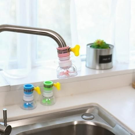 Image of Adjustable Kitchen Splash Plastic Water Saving Faucet Sprinkle Head Nozzle Bathroom Tap-Multi Color- (Pack OF-01), 2.59x1.81 inch