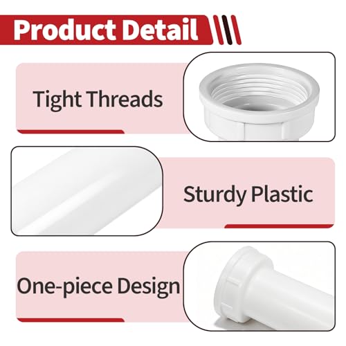 4 sets de extensión de tubo de desagüe de cocina de PVC 1-1/2" diámetro x 6" largo miniatura 5