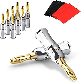Tertullus 8 Pcs UST Banana Plugs Banana Connectors For Speakwe Wire 24k Gold Plated Screw Locking Plug For HiFi DIY Speaker Wire,insulated Connector, Home Theater