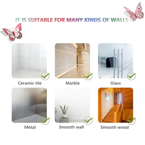 Image of SAOROPEB 3D Butterfly Wall Decor 48 Pcs Blood Red Butterfly Decorations | 4 Styles 3 Sizes, Butterfly Birthday Decorations Butterfly Party Decorations Cake Decorations, Removable Stickers