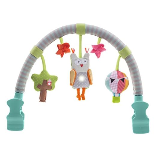 Taf Toys Musical Owl Arch. Activity Pram Arch with 3 Hanging Toys. Fits Strollers and Car Seats. Suitable for Babies, Infants & Toddlers. 0 months +